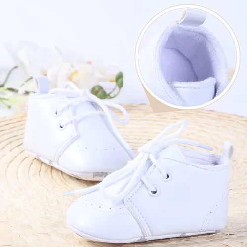 Vista 8 de Booulfi Conjunto de botines para bebé recién nacido para bautizo, bautizo, zapatos y calcetines
