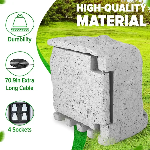 Vista 4 de Skywin Tira de alimentación para exteriores resistente a la intemperie, cubierta de piedra resistente a la intemperie, tira de enchufe