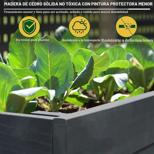 Vista 6 de MUPATER - Cama de jardín elevada de cedro de 6 x 3 x 2 pies para exteriores, cama de jardín elevada con patas, maceta elevada grande de 837 libras