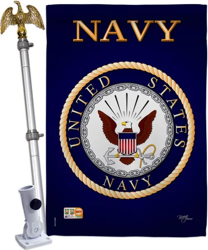 Vista 21 de Breeze Decor Bandera de jardín de 13 x 18.5 pulgadas, con licencia oficial de las Fuerzas Armadas de los Estados Unidos de la Marina de los Estados