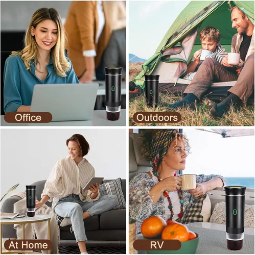 Vista 7 de Máquina eléctrica de café expreso, cafetera portátil 3 en 1 para viajes, autocalentamiento de 4 a 6 minutos, compatible con café molido y cápsulas