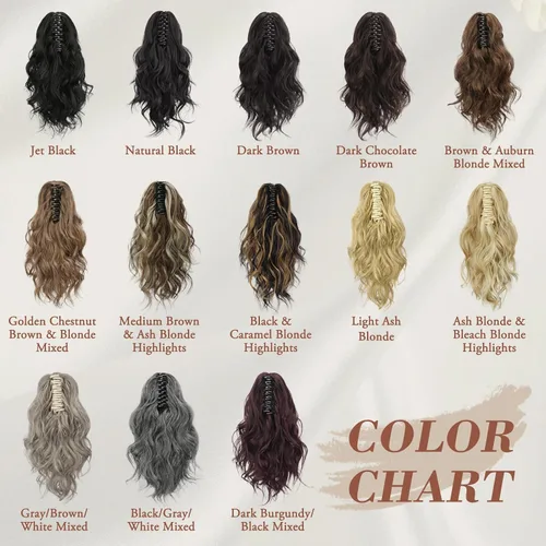 Vista 7 de BARSDAR Extensiones de cola de caballo con clip de garra, extensiones de cabello corto ondulado negro de 14 pulgadas para mujer, extensiones