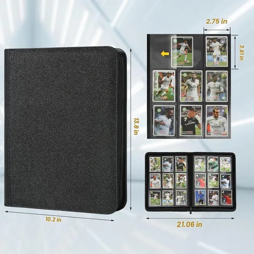 Vista 2 de GERMUN Carpeta de tarjetas coleccionables con 9 bolsillos, carpeta de tarjetas con cubierta de poliuretano para 540 tarjetas, carpeta de colección