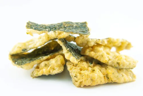 Vista 4 de Maruesu Patatas fritas de algas Tempura Chile dulce asiático Noriten Bocadillo japonés 6.00 oz