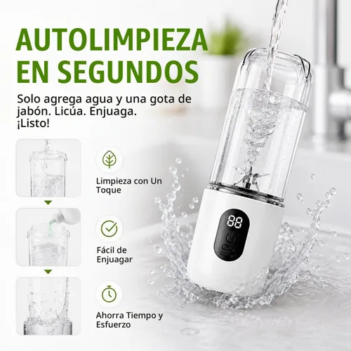 Vista 8 de Licuadora portátil para batidos y batidos de proteínas, licuadora personal recargable USB-C de 17 onzas con pantalla LED, batidora de 16 cuchillas