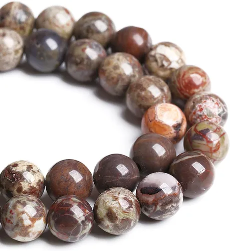 Vista 93 de 88 cuentas de piedra natural africana de piedra de sangre para hacer joyas y pulseras