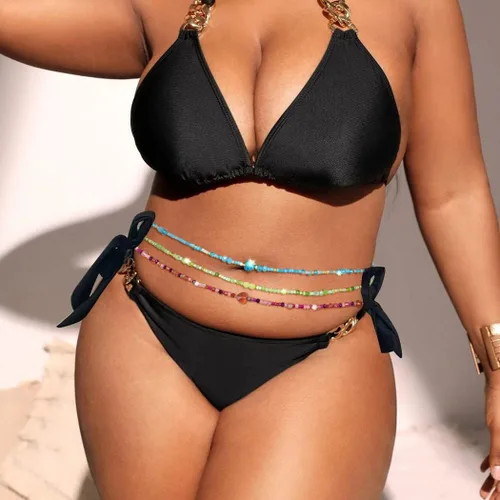 Vista 3 de ELABEST Brillantes grandes cuentas africanas de la cintura del vientre de la cadena de la cintura playa 3PCS cintura joyería cuerpo accesorios