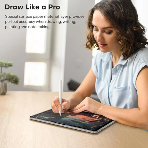 Vista 8 de OMOTON PAPERSENSE - Protector de pantalla mate para iPad Mini 7th A17 Pro/6th (2024/2021, 8.3 pulgadas), vidrio templado mate con bandeja