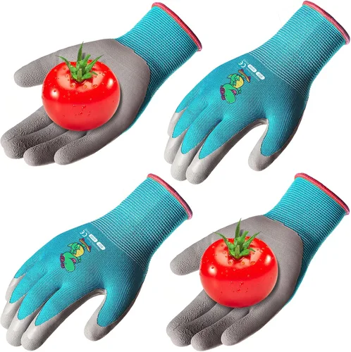 Vista 18 de KDK Guantes de jardinería para niños de 3 a 5 años, guantes de trabajo de patio para niños pequeños, jóvenes, niñas, niños, guantes de goma