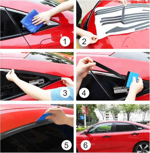Vista 6 de TOMALL Calcomanías de vinilo para borde de ventana de automóvil compatibles con Honda 10th Civic 2016 2017 2018 2019 2020 2021 Accesorios de tira
