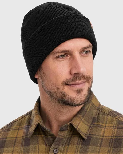 Vista 4 de FURTALK Paquete de 2 gorros con puños para hombre y mujer, gorro de Negro + Gris Oscuro