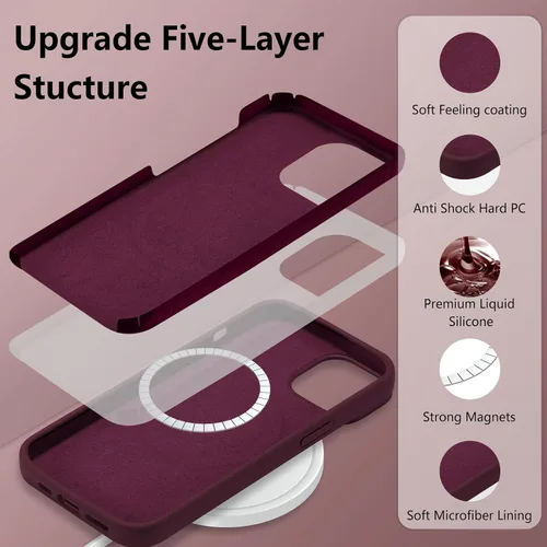 Vista 311 de Funda magnética de silicona para iPhone 13 Pro, color blanco antiguo [Compatible con Magsafe] [Forro de microfibra suave antiarañazos], funda