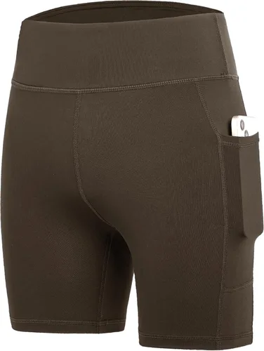 Vista 23 de DEVOROPA Pantalones cortos de 5" de elastano para niñas, pantalones cortos de voleibol, pantalones cortos elásticos para atletismo y gimnasia Beige