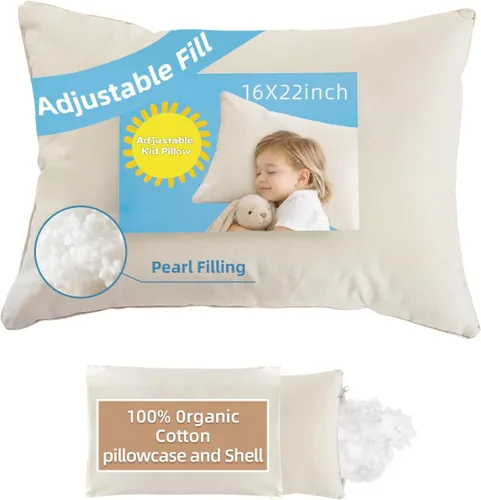 Vista 7 de Almohada orgánica con funda de almohada de dibujos animados - 16x22 Almohada para niños con funda de 100% algodón orgánico, almohada juvenil