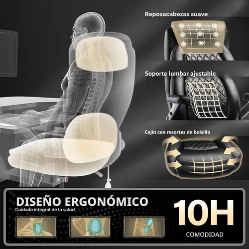 Vista 5 de 600LBS Large Heavy Duty Office Chair with 5D Flip Arms,Comfy Big and Tall Executive Office Desk Chair with Pocket Spring Cushion,High Back Computer