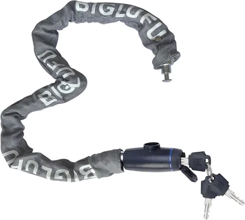 Vista 10 de Candado de cadena de bicicleta con llaves, cerradura de cadena de bicicleta Negro