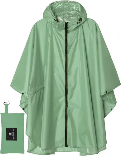 Vista 32 de SaphiRose - Poncho de lluvia unisex impermeable con capucha para mujeres adultas con bolsillos A-negro-blanco
