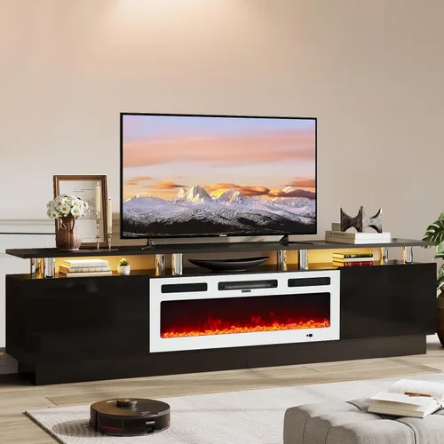 Vista 10 de Soporte de TV de 70 pulgadas para sala de estar, centro de entretenimiento moderno y consola multimedia, se adapta a televisores de hasta 80 Todo