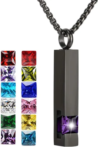 Vista 104 de YOUFENG collar con urna para cenizas, cubos de piedras natales, urna para cenizas humanas, collar de urna de cremación, relicario, recuerdo