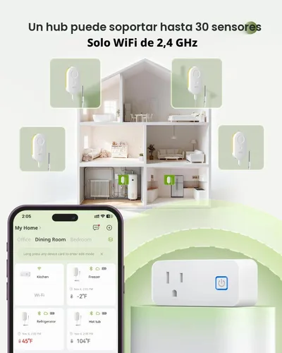 Vista 8 de MOCREO Termómetro WiFi congelador con alarma, sensor de temperatura inalámbrico para refrigerador con notificación de aplicación remota, alerta
