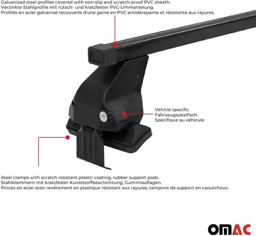 Vista 5 de OMAC Juego de barras transversales de portaequipajes para Jeep Cherokee 2014-2023 negro/barras transversales de techo de automóvil, 110 libras