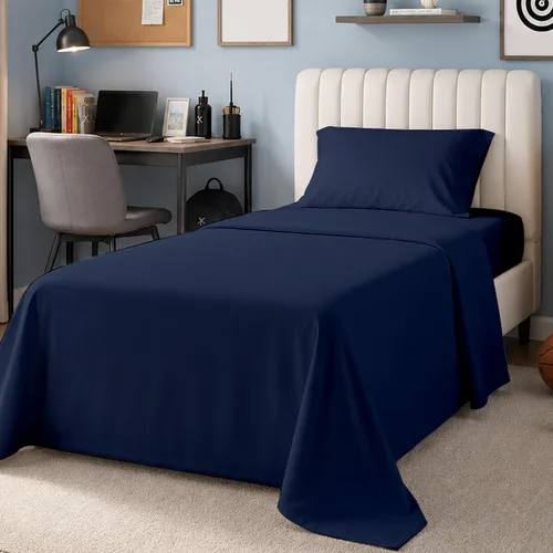 Vista 18 de SUPREME ELEGANCE Juego de sábanas de cama individual 100% algodón - Blanco ártico, ropa de cama de percal de 3 piezas, sábanas transpirables frescas