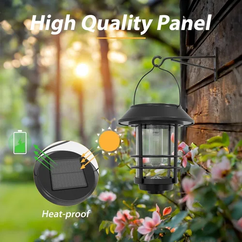 Vista 6 de Otdair Linternas solares al aire libre impermeables, 2 unidades, con encendido/apagado automático, luces solares colgantes para exteriores
