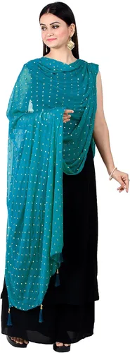 Vista 6 de Chandrakala Chal Dupatta de gasa para mujer, chal envolvente Chunni, beige (D191-P)