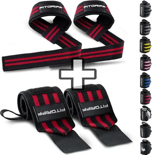 Vista 7 de Fitgriff® Correas de Levantamiento y Muñequeras (Paquete) Soporte Superior para Levantamiento de Pesas y Entrenamientos de Gimnasio - para Hombres
