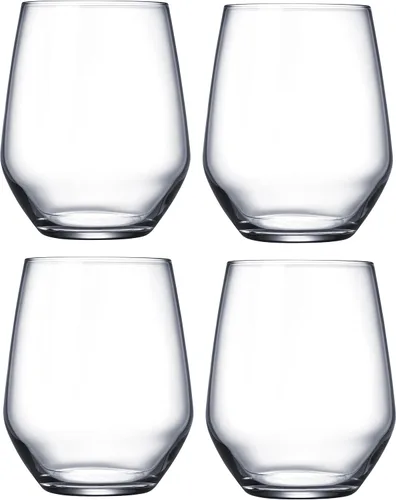 Vista 4 de Circleware Vasos básicos de vino blanco y rojo sin tallo, juego de 4, 16 onzas, cristalería de edición limitada