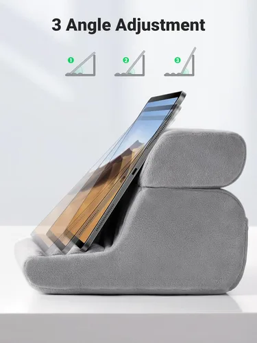 Vista 8 de UGREEN Soporte de almohada para tableta, paquete gris, soporte para tableta para escritorio de doble varilla