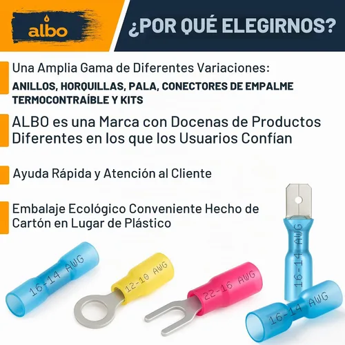 Vista 6 de ALBO Kit de terminales de anillo termorretráctil azul #10 de 250 piezas Azul #10 Talla única 250pcs