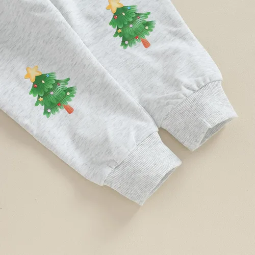 Vista 7 de LIOMENGZI Conjunto de ropa de Navidad para bebé niño y niña, camisa larga, sudadera de Papá Noel, para otoño y Navidad
