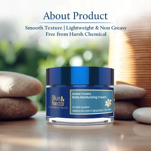 Vista 7 de Blue Nectar Crema hidratante facial para hombre con vitamina E a base de plantas y vitamina C para colágeno Hidratación diaria, día y noche, crema