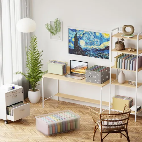 Vista 7 de Carpetas colgantes de plástico tamaño legal, carpeta de archivador expandible de 1 pulgada con pestañas, paquete de 12 carpetas colgantes
