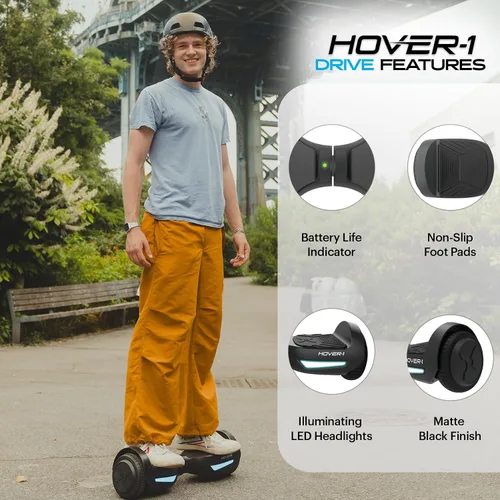 Vista 3 de Hover-1 Drive Hoverboard eléctrico Velocidad máxima de 11,3 km/h, autonomía de 4,8 km, batería de iones de litio de larga duración, 6 horas de Rosa