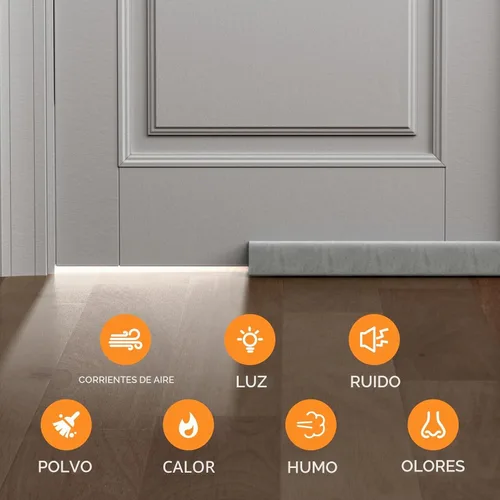 Vista 3 de fowong Tope de Corrientes de Aire para la Parte Inferior de la Puerta de 30" Ajustable, Bloqueador de Ruido que Reduce el Aire Frío, Sello de 2-Gris