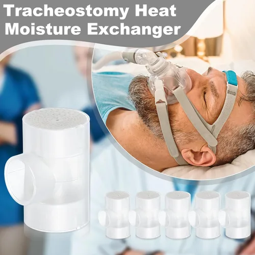 Vista 3 de Threlaco 10 piezas de traqueotomía HME intercambiador de humedad de calor paquete individual Traqueotomía Humidificador Suministros de traqueotomía