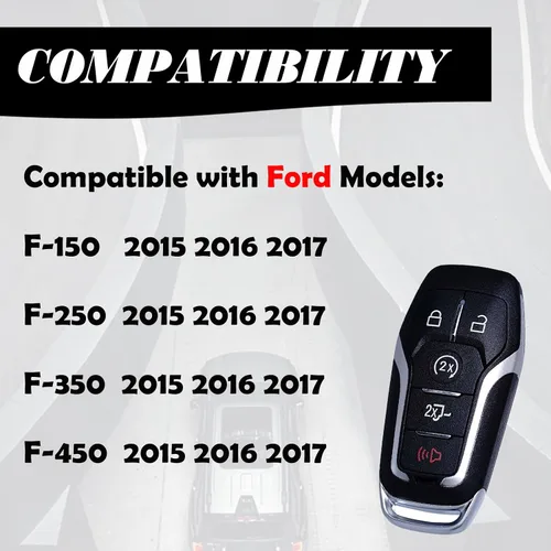 Vista 3 de MechanMagic Llavero de repuesto compatible con Ford F-150 F-250 F-350 F-450 2015-2017 con control remoto de entrada inteligente sin llave con puerta