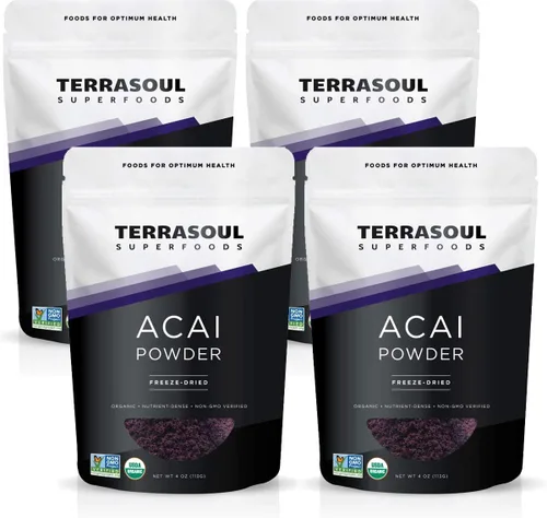 Vista 5 de Terrasoul Superfoods Polvo orgánico de bayas de acai, 4 onzas, liofilizado para frescura, aumento de grasas Omega para cuencos de batidos y recetas
