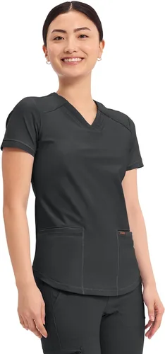 Vista 5 de Cherokee Form Blusas de Uniforme Médico para Mujeres, Blusa de Uniforme Médico de Punto Elástica con Cuello en V - CK840 Negro