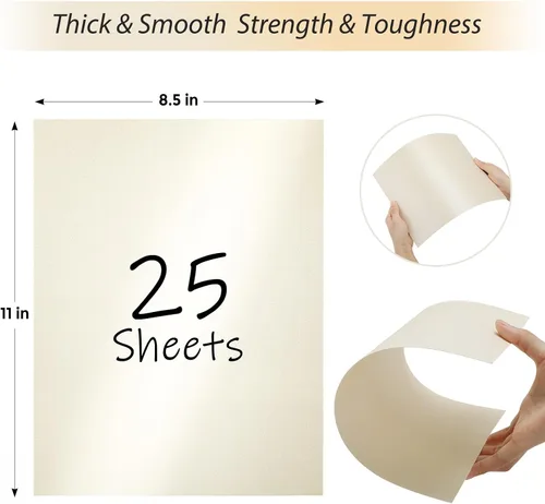 Vista 2 de CreGear 25 hojas de papel de impresora de cartulina color crema brillante de 8.5 x 11 pulgadas, cartulina brillante de 78 libras/210gsm, cartulina