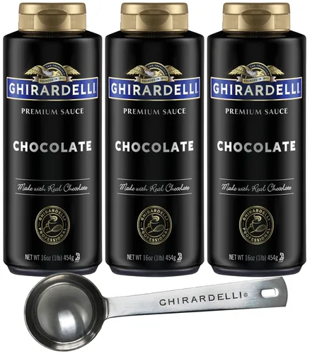 Vista 13 de Ghirardelli 1 - Salsas de caramelo y 2 - salsa de caramelo con sal marina, botellas de presión de 16 oz con cuchara barista estampada
