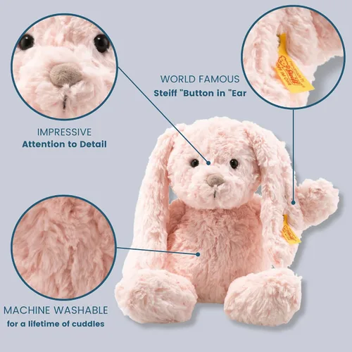 Vista 2 de Steiff Conejo rosa con orejas largas y flexibles, más amigo de juguete de peluche, 12 pulgadas