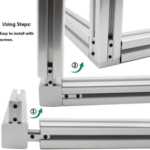 Vista 6 de 4 conectores de perfil de aluminio negro, serie 20, soporte de esquina de extremo de 3 vías, conector sólido con tornillo M4 para ranura en T
