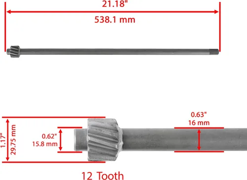 Vista 2 de Caltric 738P07154 93805078 - Eje de dirección compatible con MTD compatible con Troy-Bilt/12 dientes