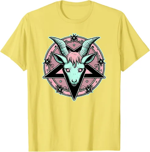 Vista 69 de Camiseta Kawaii Paste Creepy Goat Pentacle, Negro