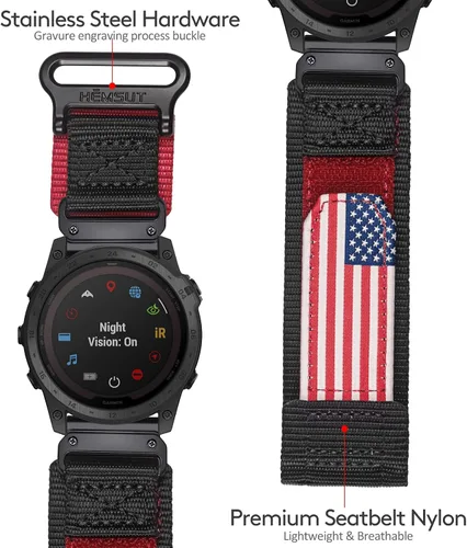 Vista 5 de Compatible con la Correa de Reloj Garmin, Correa Deportiva de Nylon Super Resistente con Diseño de Bucle Tejido
