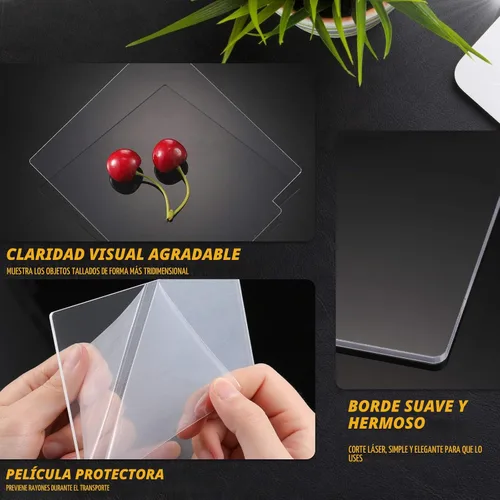 Vista 3 de 24 hojas acrílicas transparentes de 0.079 pulgadas para base de luz LED, rectángulo en blanco, tablero fundido transparente, panel de luz en blanco