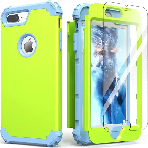 Vista 35 de IDweel Funda para iPhone 8 Plus, Funda para iPhone 7 Plus con Protector de Pantalla de Vidrio Templado, 3 en 1 Resistente a Golpes Delgada Híbrida
